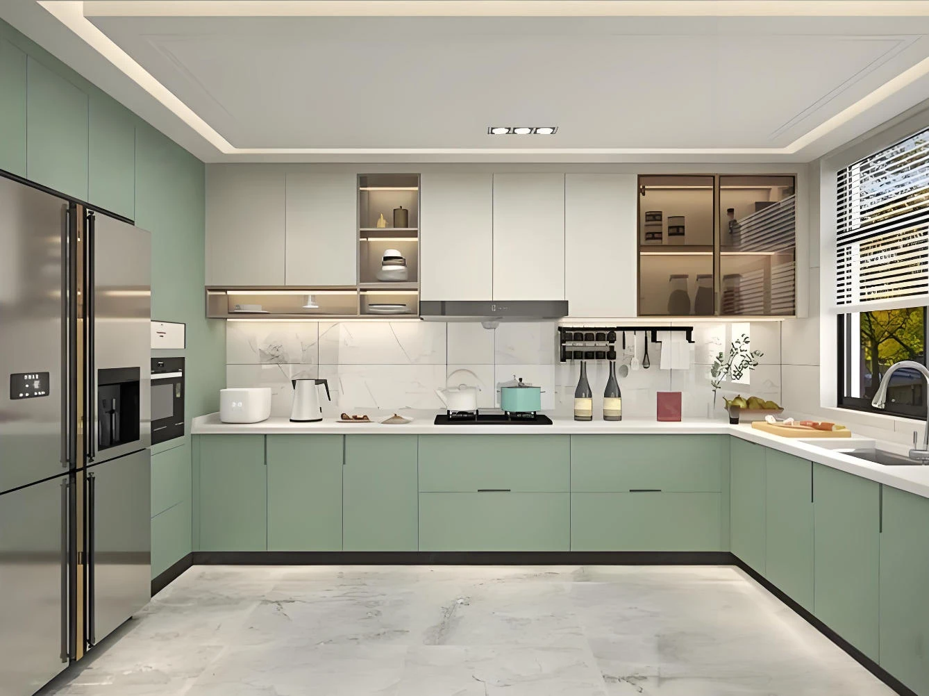 small kitchen green cabinets-02 small kitchen green cabinets-02